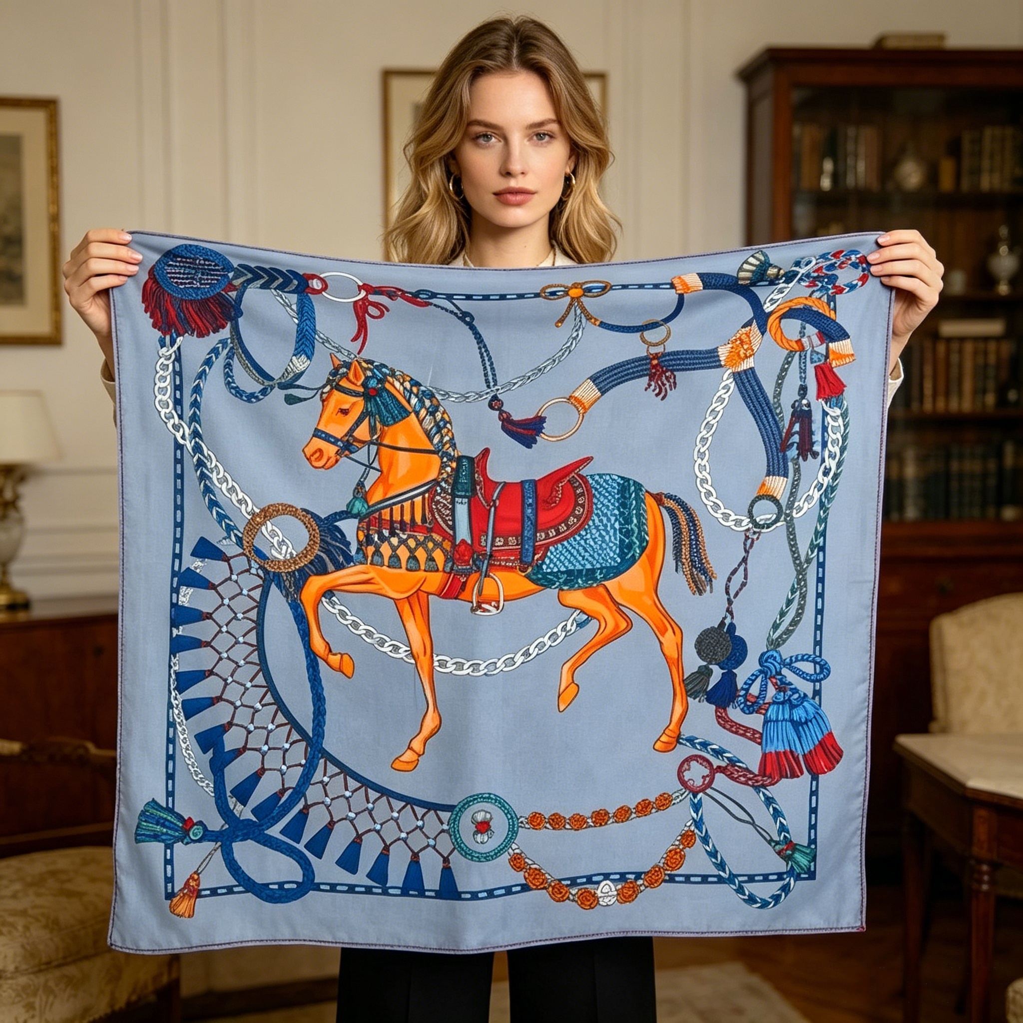 Doulbe Side Printed Silk  Scarf,LANKING TEX,Doulbe Side Printed Silk  Scarf