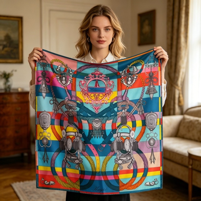 Doulbe Side Printed Silk  Scarf,LANKING TEX,Doulbe Side Printed Silk  Scarf