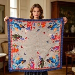 Doulbe Side Printed Silk  Scarf,LANKING TEX,Doulbe Side Printed Silk  Scarf