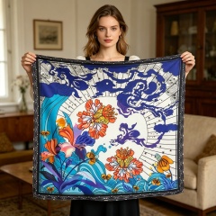 Doulbe Side Printed Silk  Scarf,LANKING TEX,Doulbe Side Printed Silk  Scarf