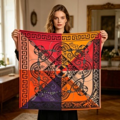 Doulbe Side Printed Silk  Scarf,LANKING TEX,Doulbe Side Printed Silk  Scarf