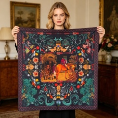 Doulbe Side Printed Silk  Scarf,LANKING TEX,Doulbe Side Printed Silk  Scarf