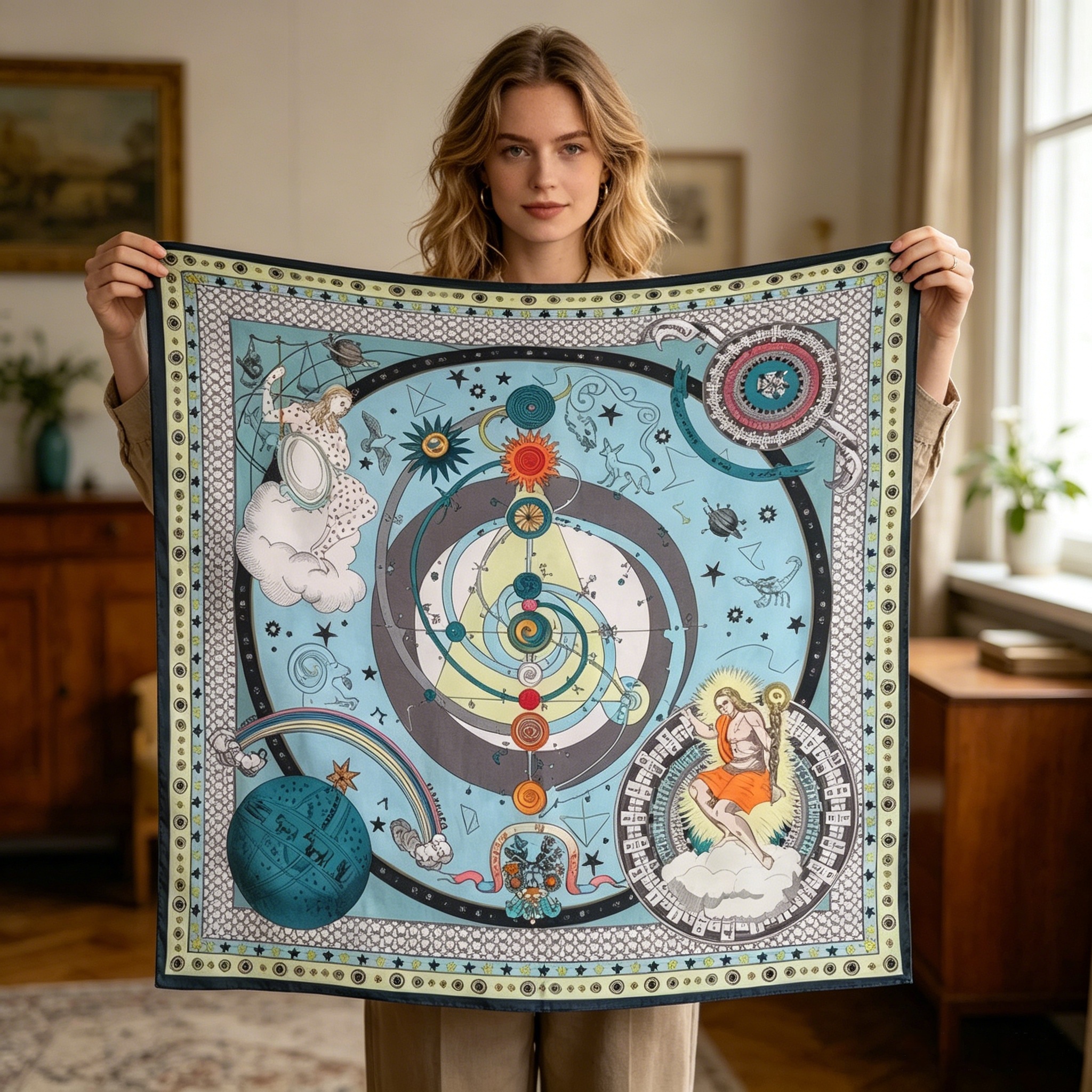 Doulbe Side Printed Silk  Scarf,LANKING TEX,Doulbe Side Printed Silk  Scarf