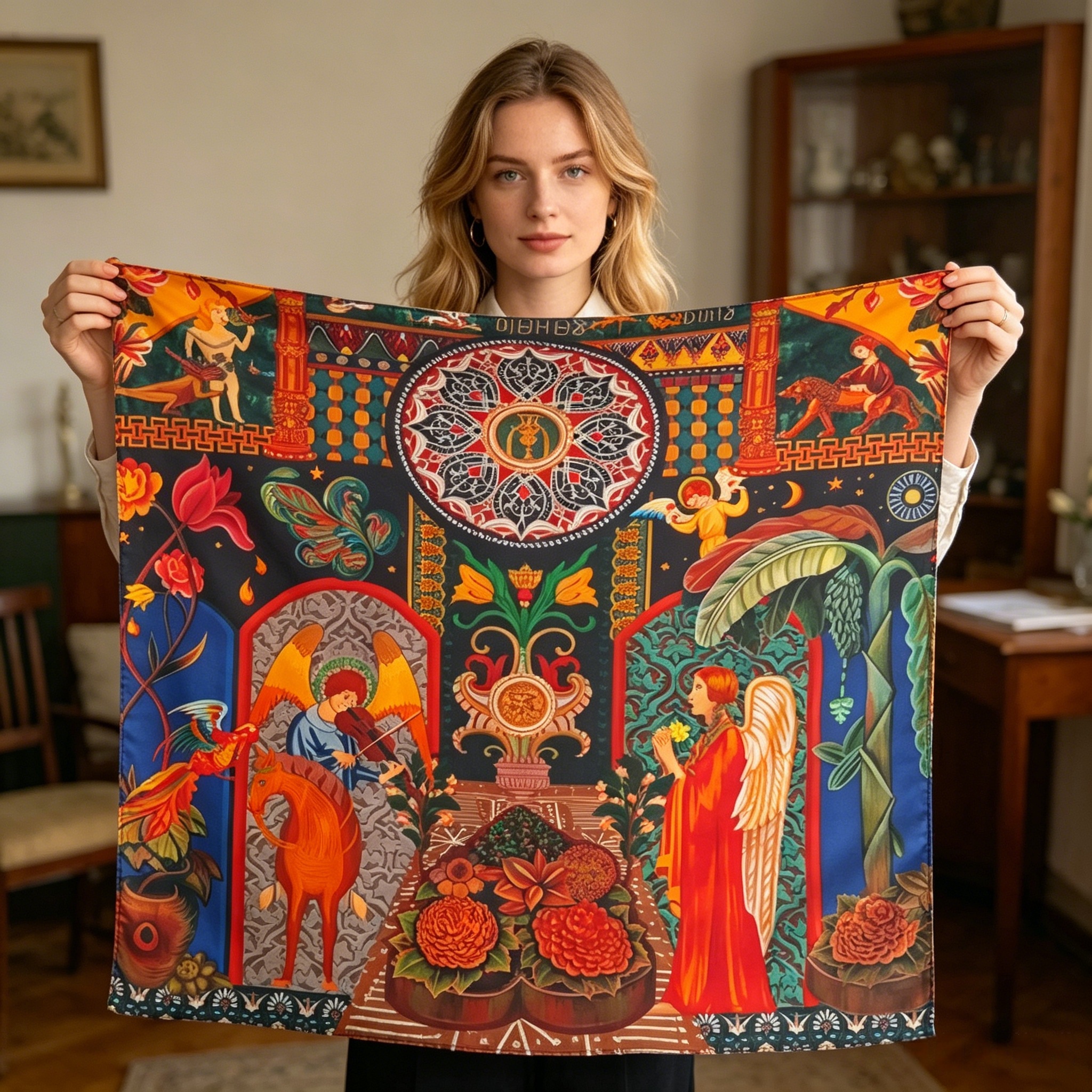 Doulbe Side Printed Silk  Scarf,LANKING TEX,Doulbe Side Printed Silk  Scarf