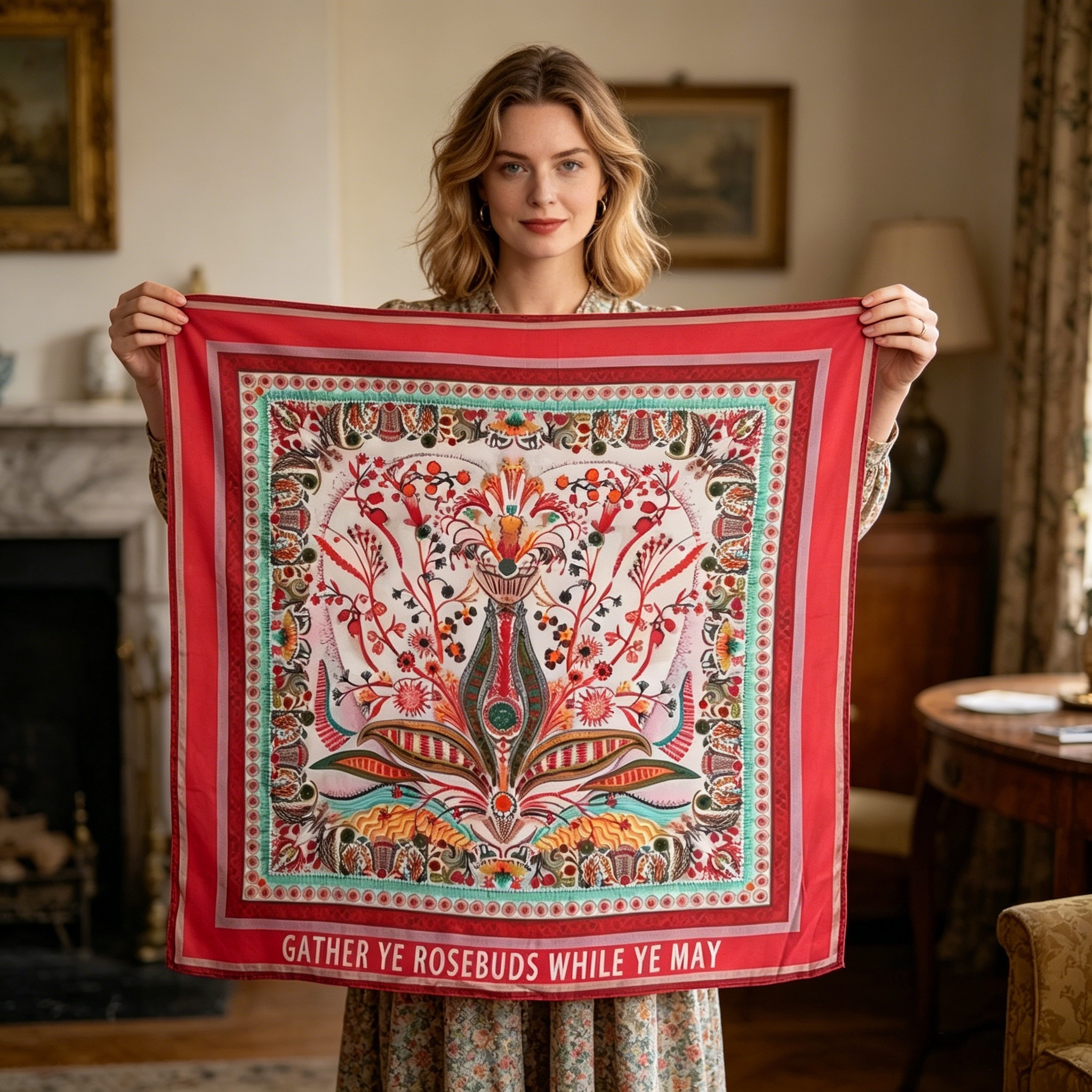 Doulbe Side Printed Silk  Scarf,LANKING TEX,Doulbe Side Printed Silk  Scarf