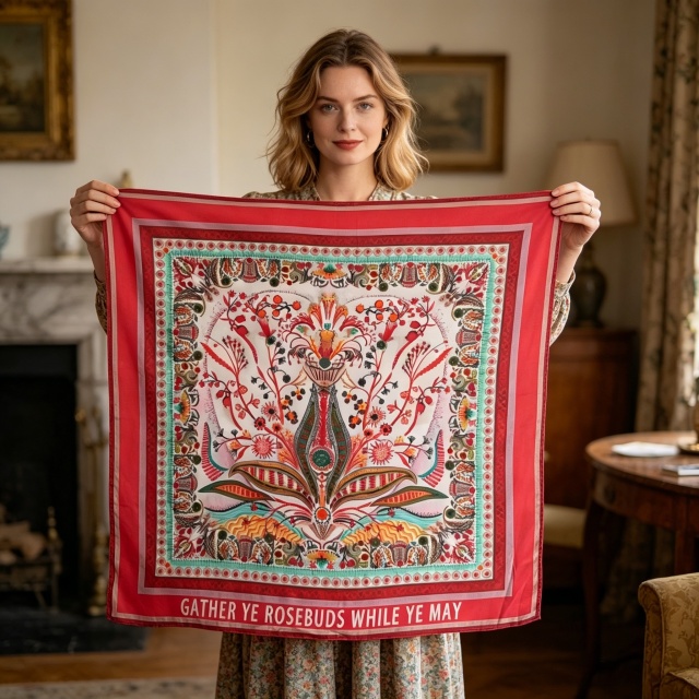 Doulbe Side Printed Silk  Scarf,LANKING TEX,Doulbe Side Printed Silk  Scarf