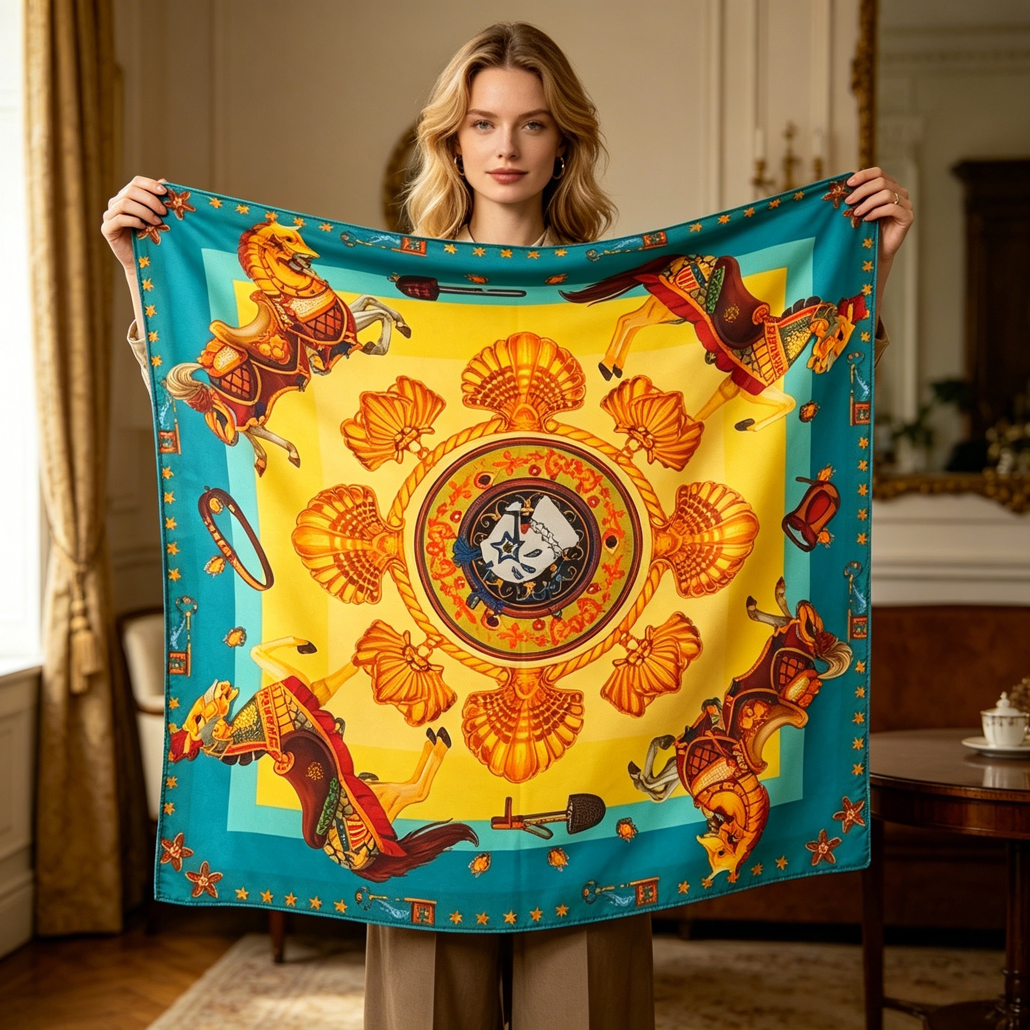 Doulbe Side Printed Silk  Scarf,LANKING TEX,Doulbe Side Printed Silk  Scarf