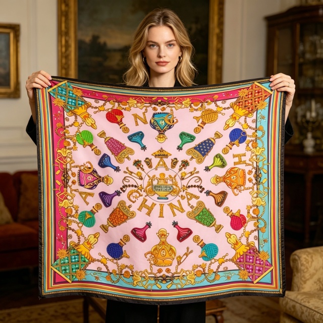 Doulbe Side Printed Silk  Scarf,LANKING TEX,Doulbe Side Printed Silk  Scarf