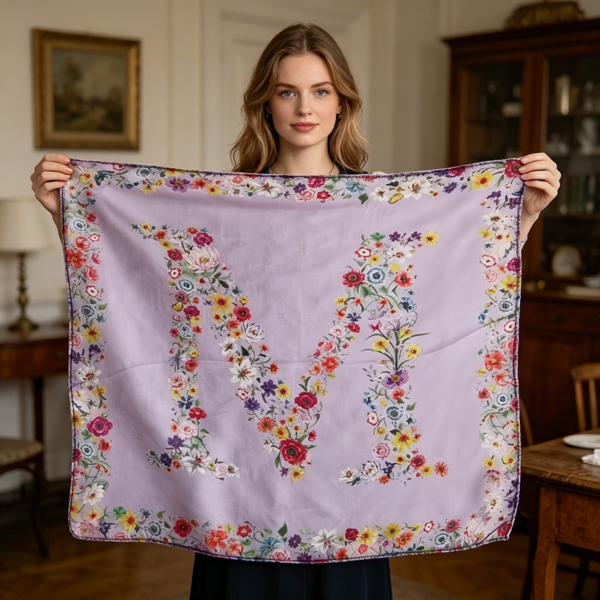 Doulbe Side Printed Silk  Scarf,LANKING TEX,Doulbe Side Printed Silk  Scarf