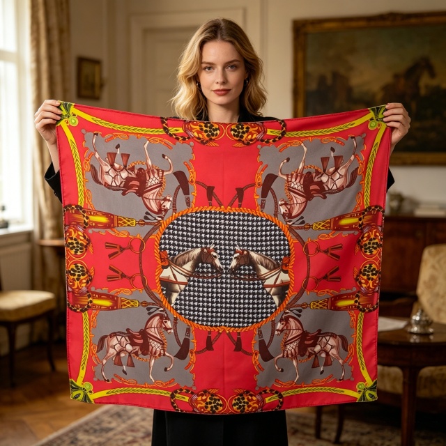 Doulbe Side Printed Silk  Scarf,LANKING TEX,Doulbe Side Printed Silk  Scarf