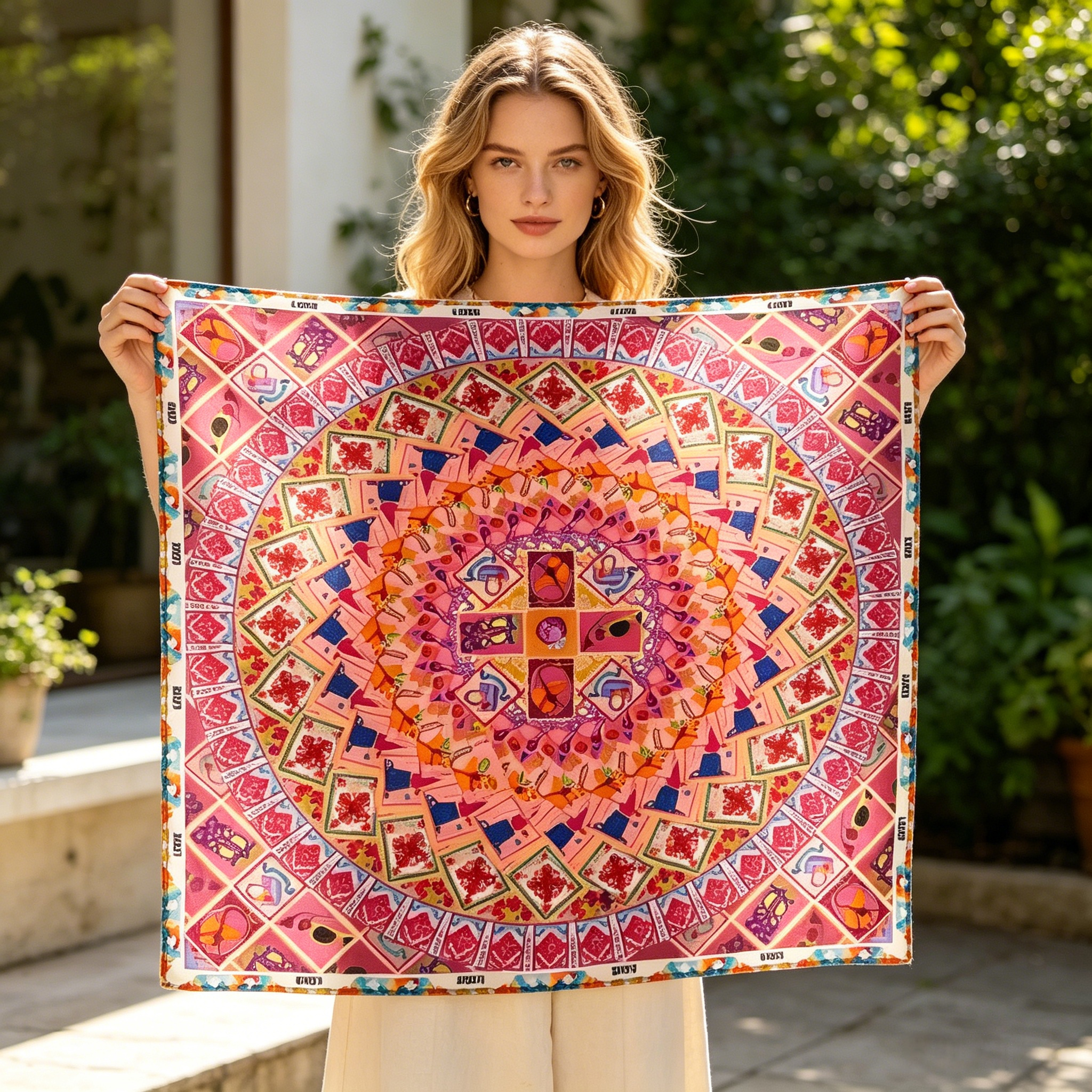 Doulbe Side Printed Silk  Scarf,LANKING TEX,Doulbe Side Printed Silk  Scarf