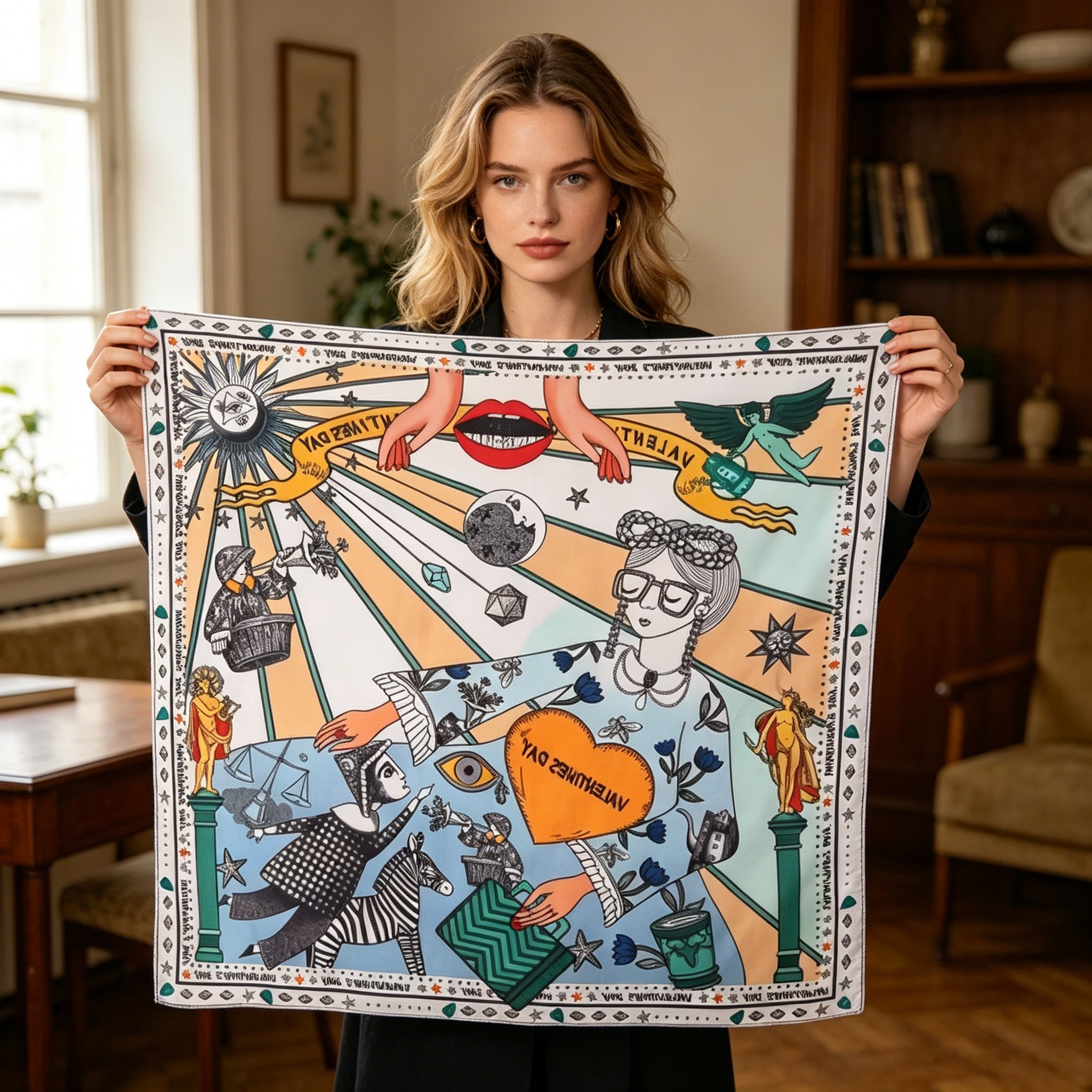 Doulbe Side Printed Silk  Scarf,LANKING TEX,Doulbe Side Printed Silk  Scarf