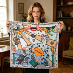 Doulbe Side Printed Silk  Scarf,LANKING TEX,Doulbe Side Printed Silk  Scarf