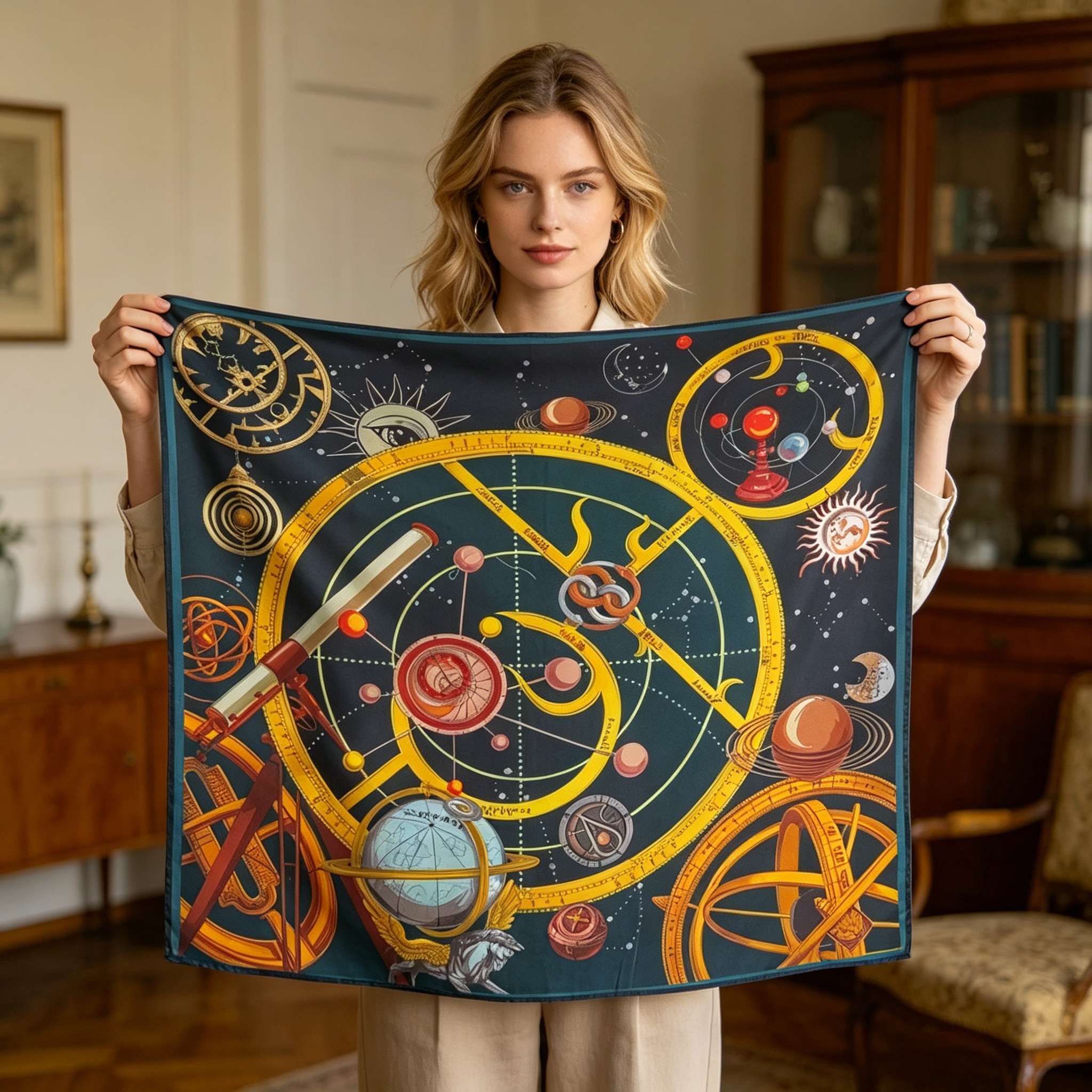 Doulbe Side Printed Silk  Scarf,LANKING TEX,Doulbe Side Printed Silk  Scarf