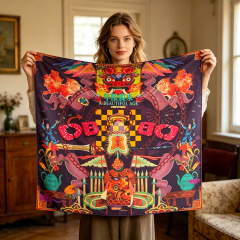 Doulbe Side Printed Silk  Scarf,LANKING TEX,Doulbe Side Printed Silk  Scarf
