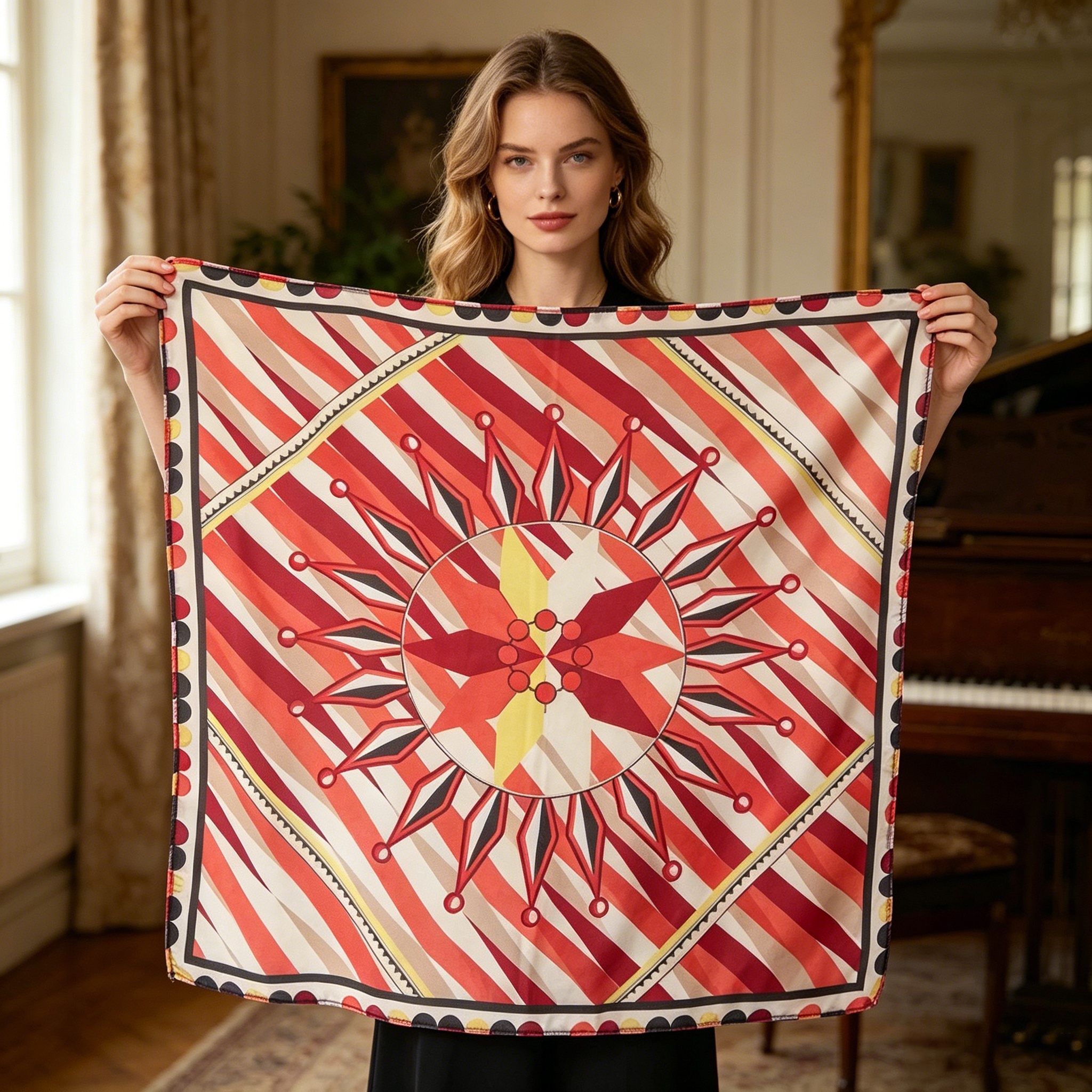 Doulbe Side Printed Silk  Scarf,LANKING TEX,Doulbe Side Printed Silk  Scarf