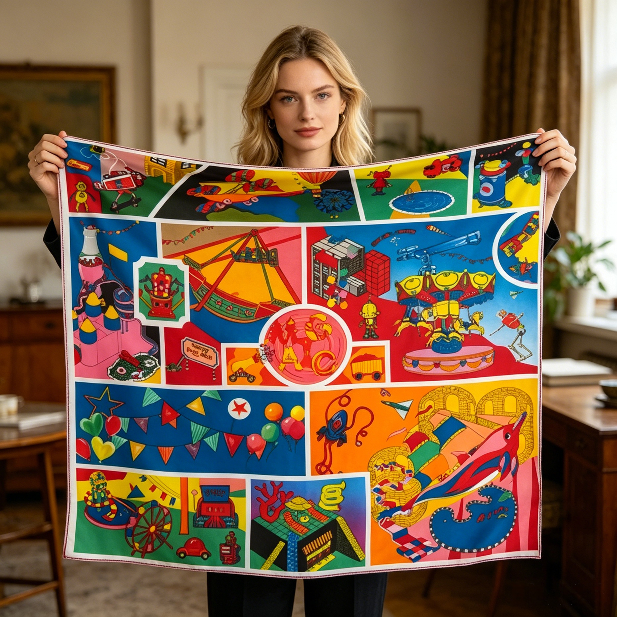 Doulbe Side Printed Silk  Scarf,LANKING TEX,Doulbe Side Printed Silk  Scarf