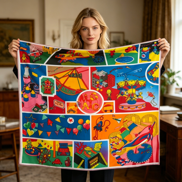 Doulbe Side Printed Silk  Scarf,LANKING TEX,Doulbe Side Printed Silk  Scarf