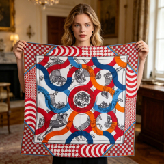 Doulbe Side Printed Silk  Scarf,LANKING TEX,Doulbe Side Printed Silk  Scarf