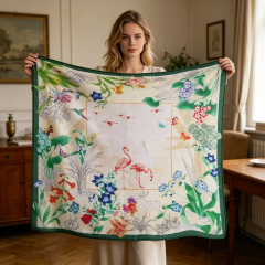 Doulbe Side Printed Silk  Scarf,LANKING TEX,Doulbe Side Printed Silk  Scarf