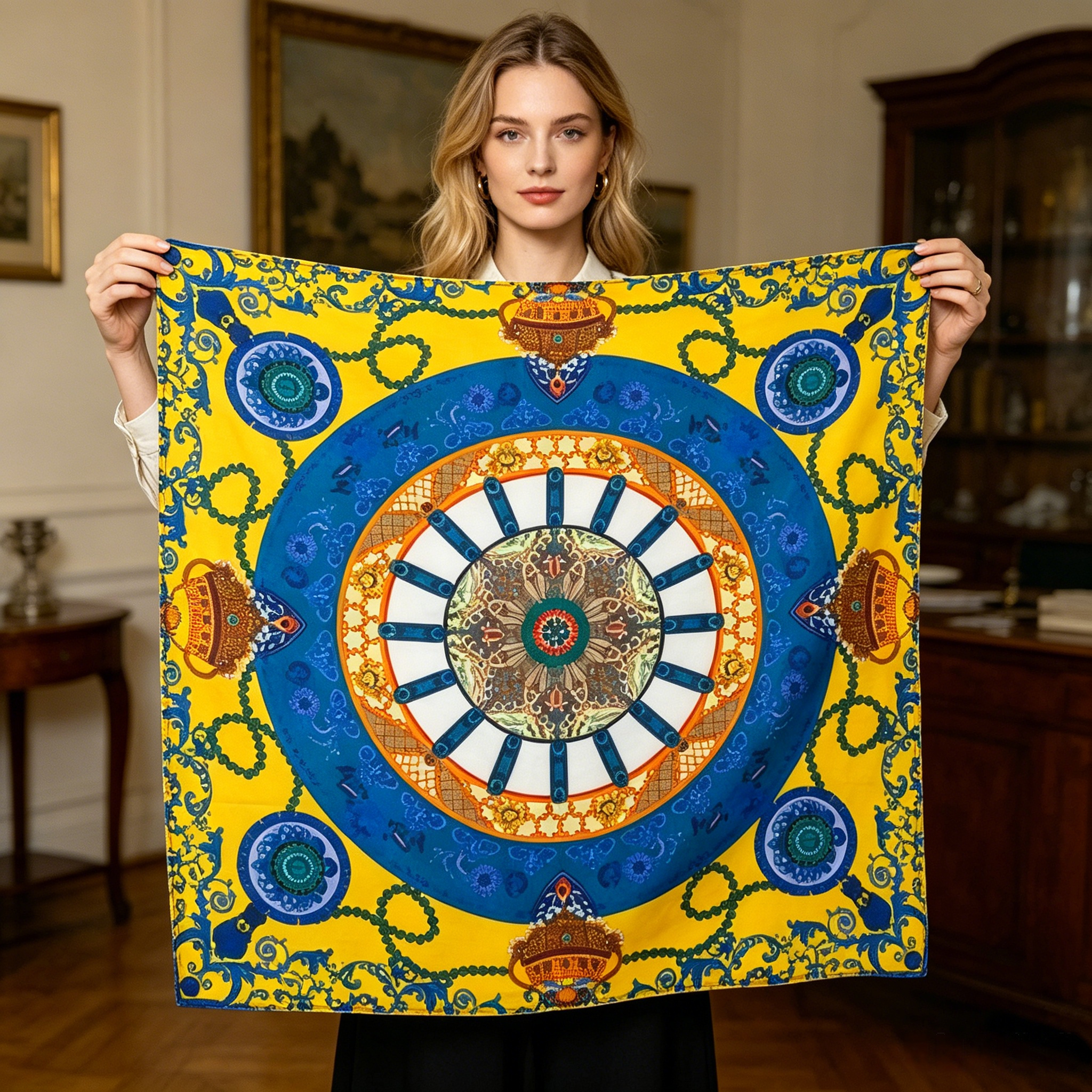 Doulbe Side Printed Silk  Scarf,LANKING TEX,Doulbe Side Printed Silk  Scarf