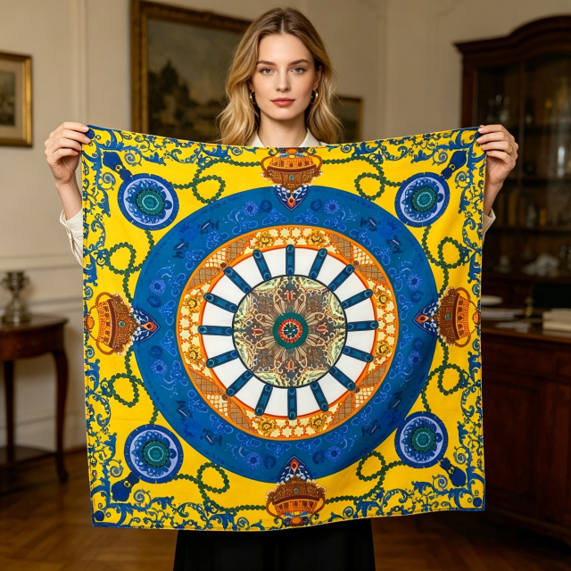 Doulbe Side Printed Silk  Scarf,LANKING TEX,Doulbe Side Printed Silk  Scarf