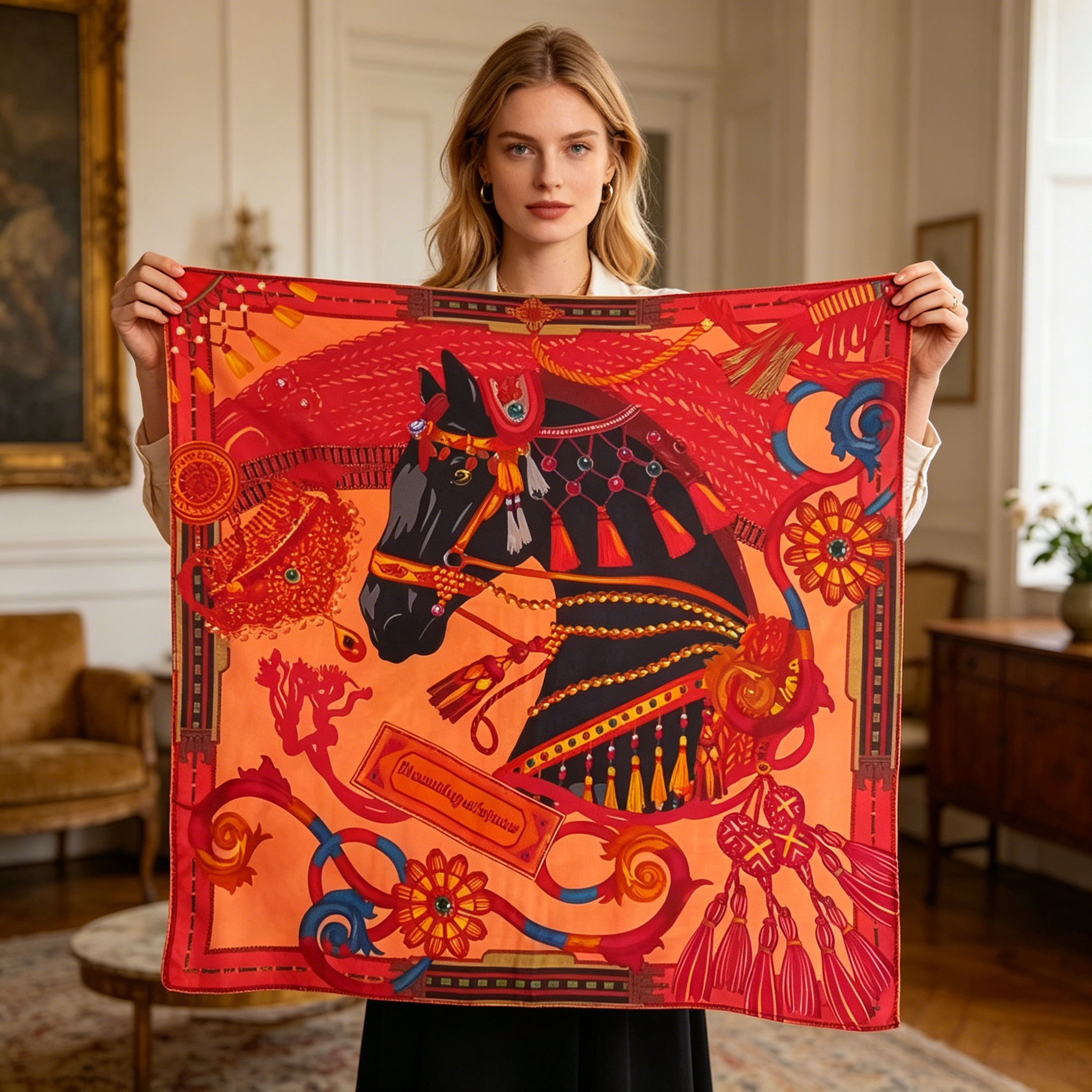 Doulbe Side Printed Silk  Scarf,LANKING TEX,Doulbe Side Printed Silk  Scarf