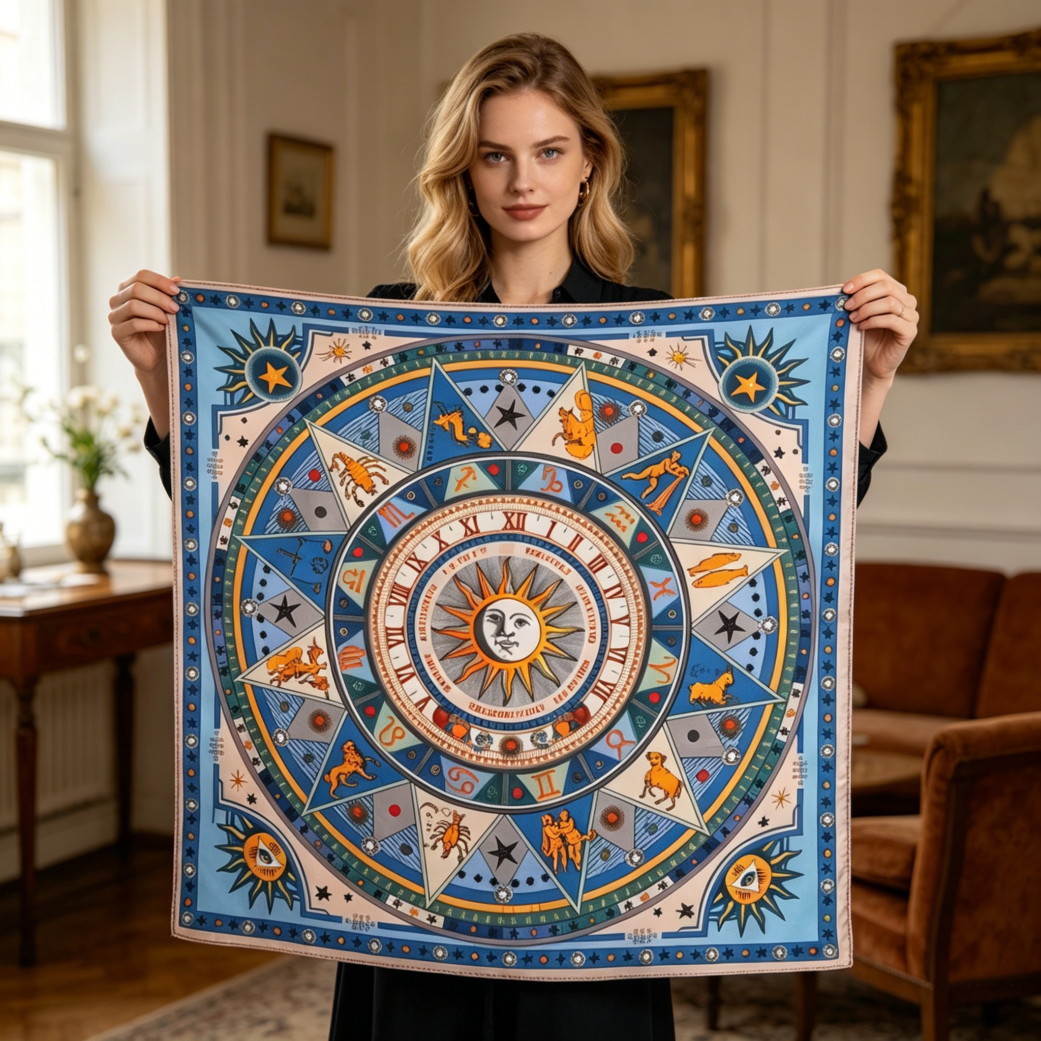 Doulbe Side Printed Silk  Scarf,LANKING TEX,Doulbe Side Printed Silk  Scarf