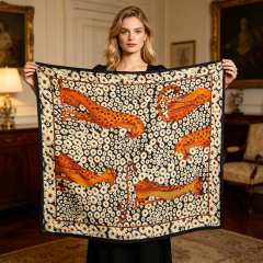Doulbe Side Printed Silk  Scarf,LANKING TEX,Doulbe Side Printed Silk  Scarf