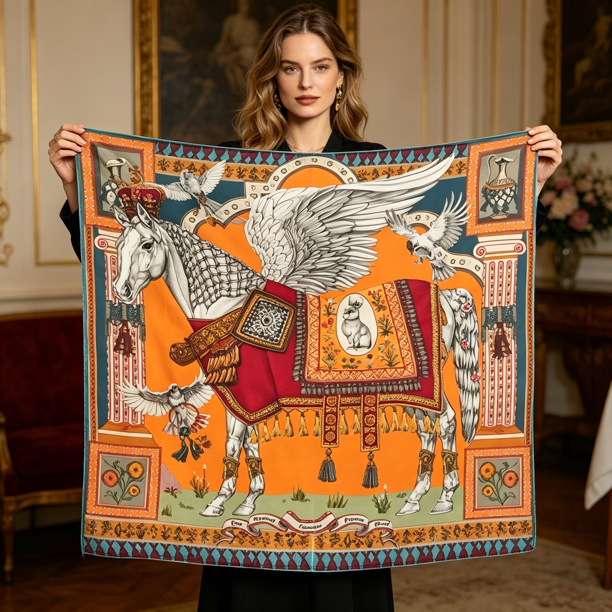Doulbe Side Printed Silk  Scarf,LANKING TEX,Doulbe Side Printed Silk  Scarf