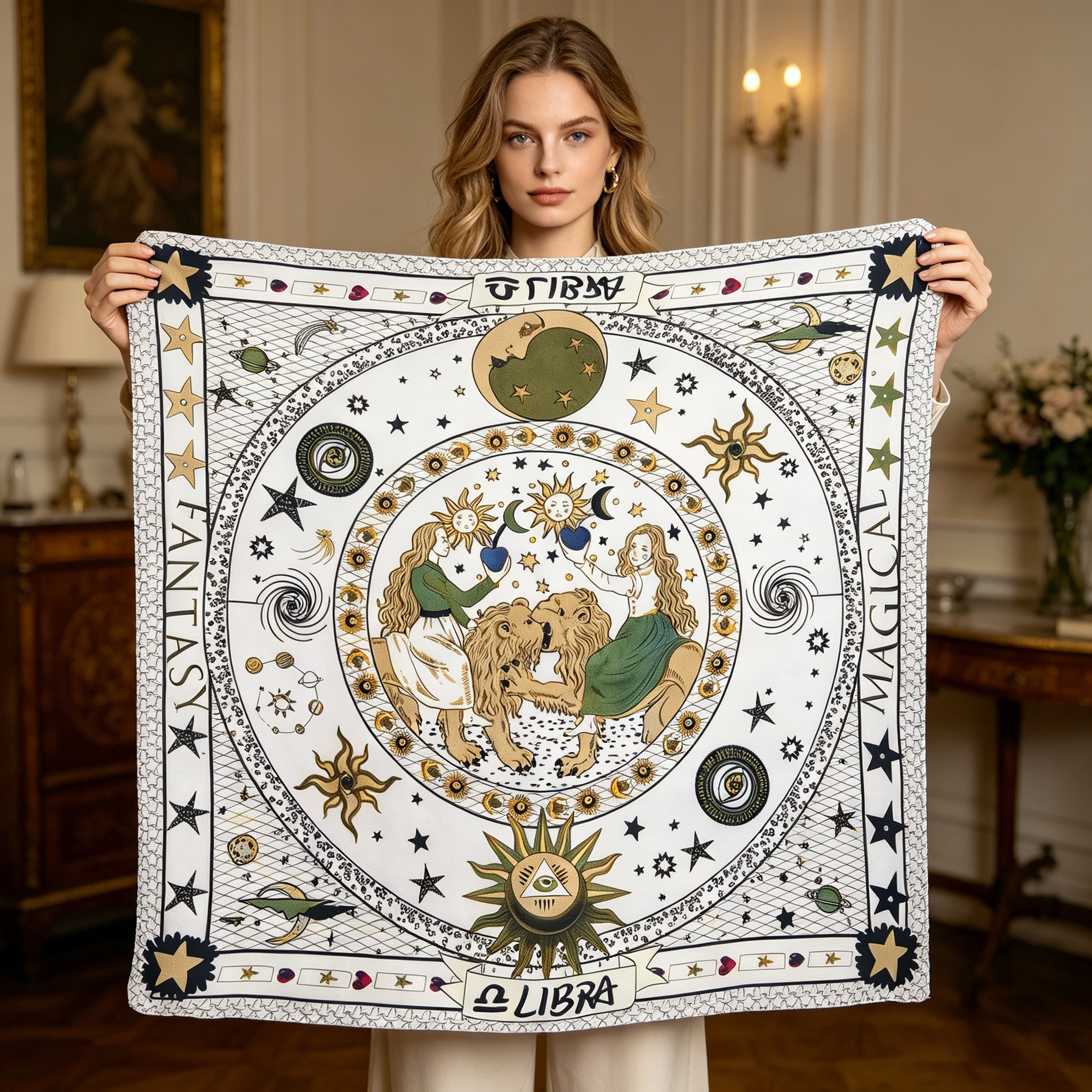 Doulbe Side Printed Silk  Scarf,LANKING TEX,Doulbe Side Printed Silk  Scarf