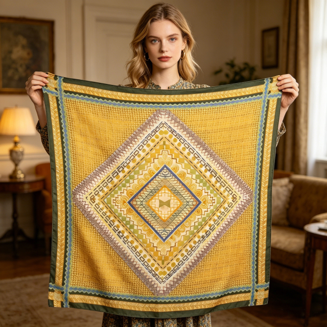 Doulbe Side Printed Silk  Scarf,LANKING TEX,Doulbe Side Printed Silk  Scarf