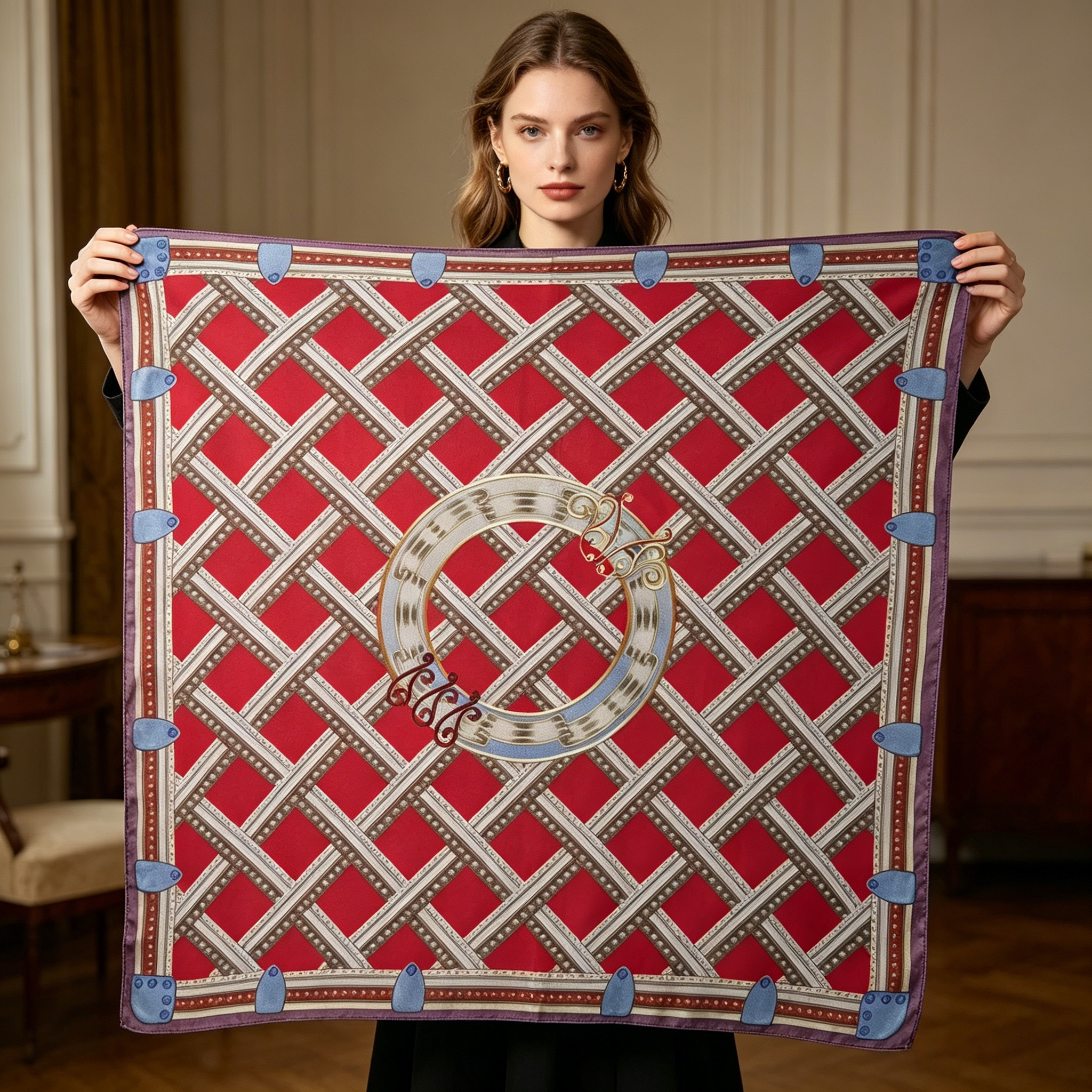 Doulbe Side Printed Silk  Scarf,LANKING TEX,Doulbe Side Printed Silk  Scarf