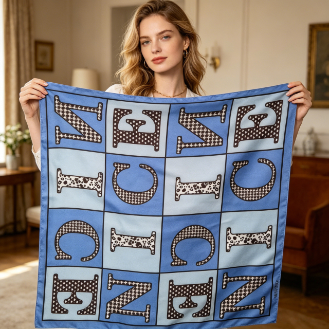 Doulbe Side Printed Silk  Scarf,LANKING TEX,Doulbe Side Printed Silk  Scarf
