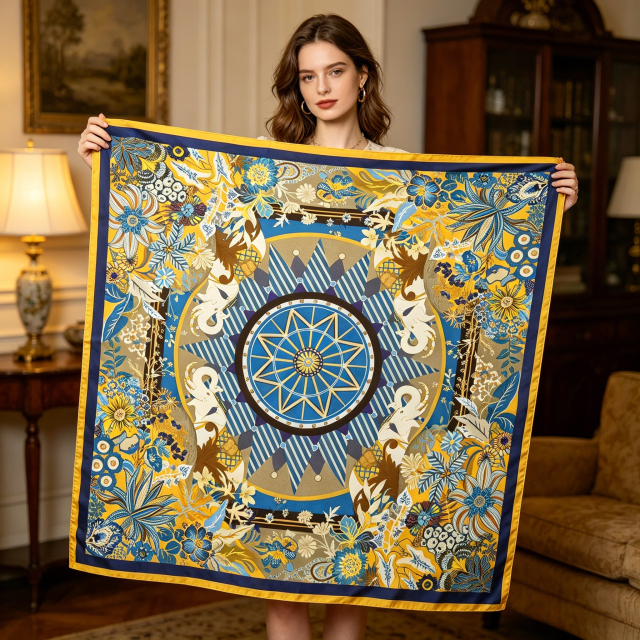 Doulbe Side Printed Silk  Scarf,LANKING TEX,Doulbe Side Printed Silk  Scarf