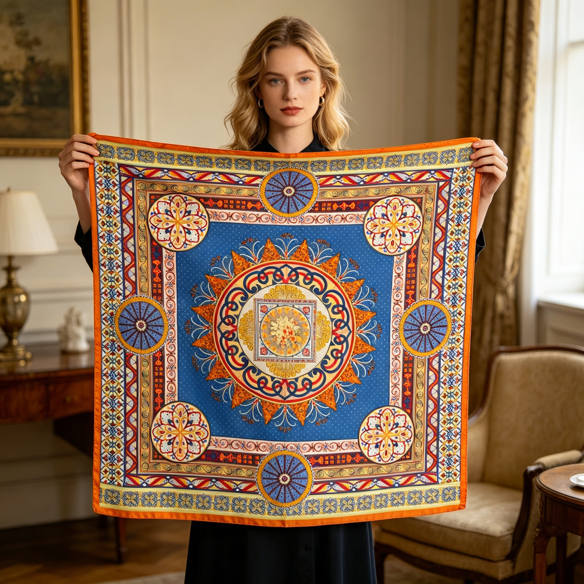 Doulbe Side Printed Silk  Scarf,LANKING TEX,Doulbe Side Printed Silk  Scarf
