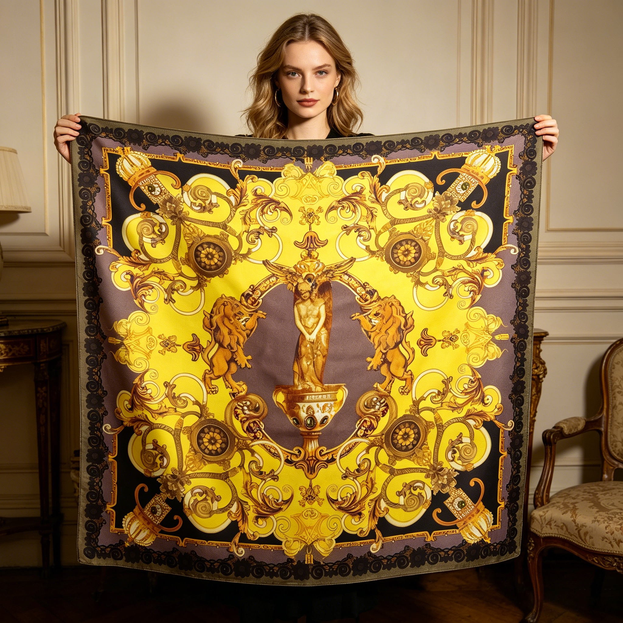Doulbe Side Printed Silk  Scarf,LANKING TEX,Doulbe Side Printed Silk  Scarf
