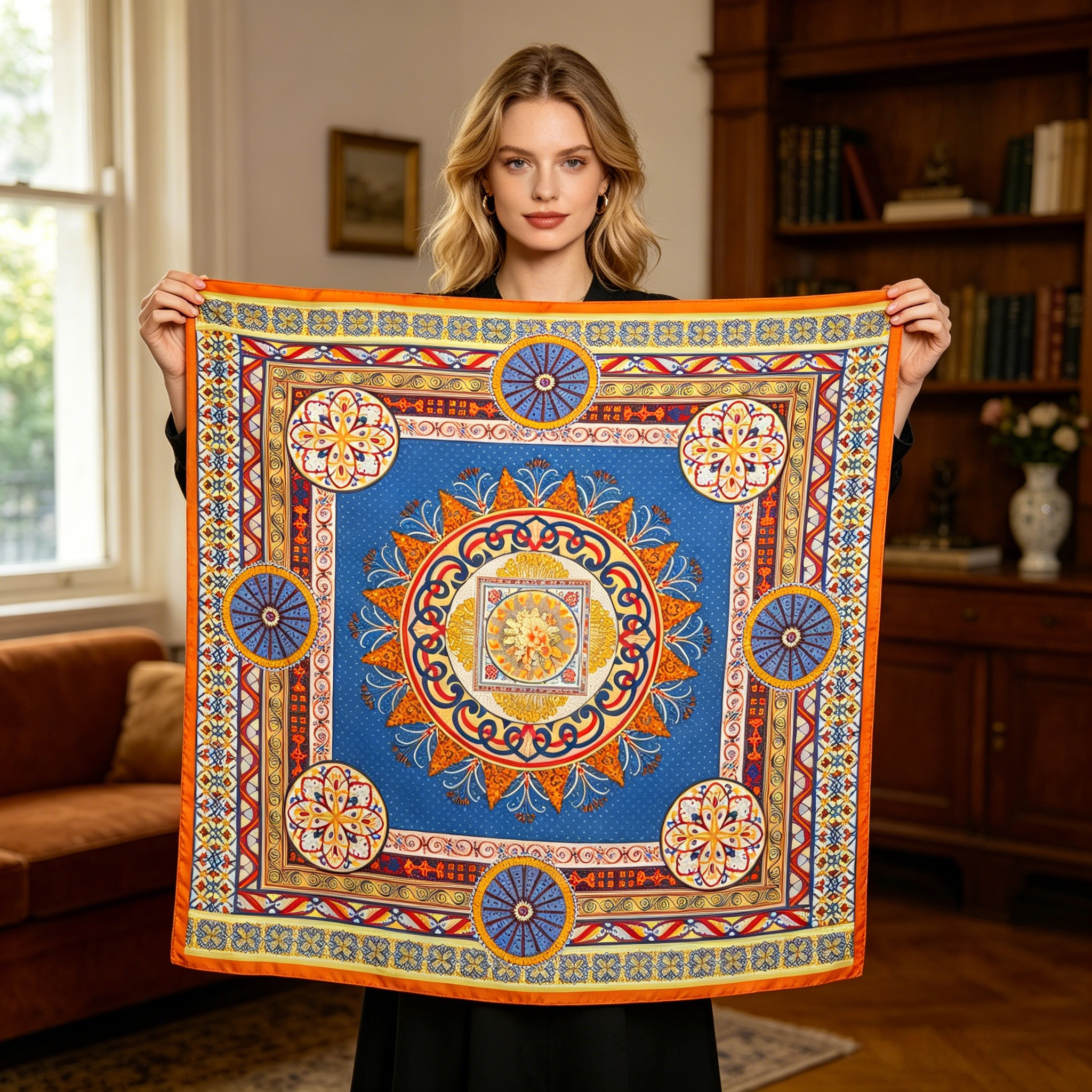 Doulbe Side Printed Silk  Scarf,LANKING TEX,Doulbe Side Printed Silk  Scarf