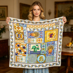 Doulbe Side Printed Silk  Scarf,LANKING TEX,Doulbe Side Printed Silk  Scarf