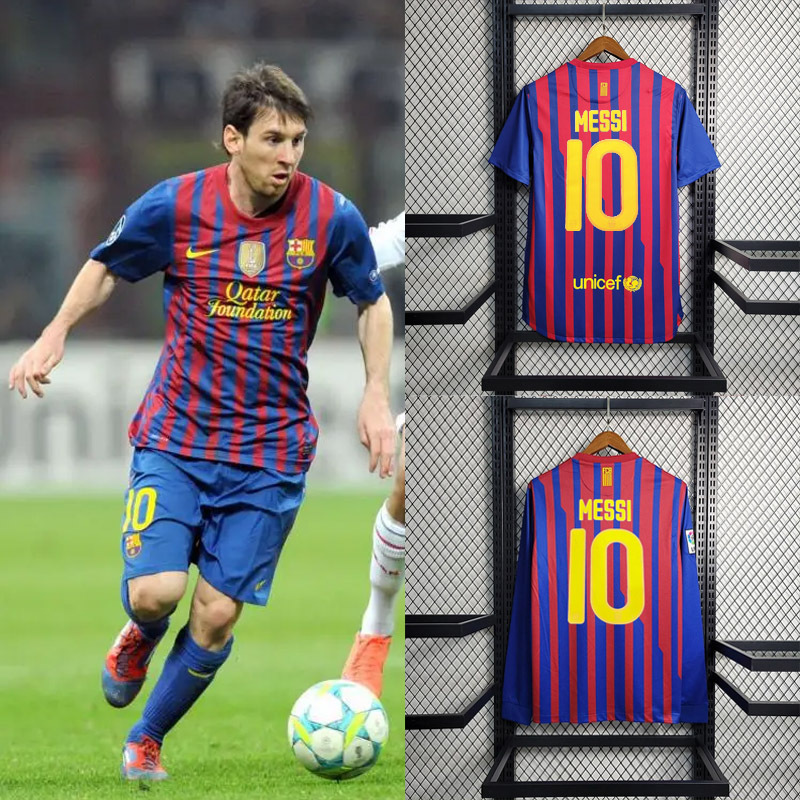 Retro 2011-12 Barcelona Home Retro MESSI PIQUE XAVI A.INISTA PUYOL Football jersey DAVID VILLA