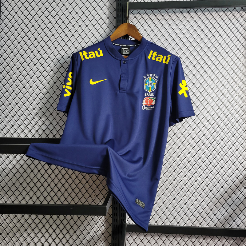 Retro Low Neck Polo Brazil Retro Royal Blue