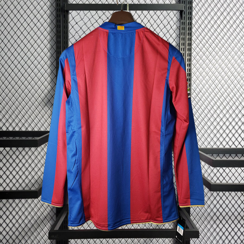 Retro 2007-08 Barcelona home Retro long sleeves MESSI RONALDINHO ETO'O XAVI A.INISTA HENRY Football jersey