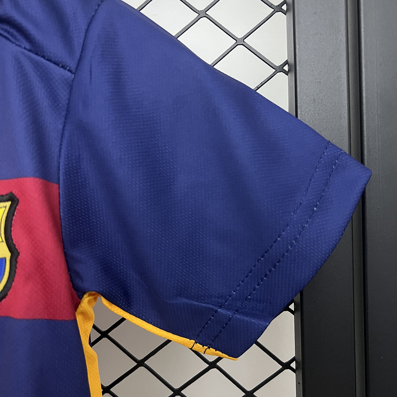 Retro Kids 2015-16 Kids Barcelona home Retro MESSI PIQUE XAVI A.INISTA SUAREZ NEYMAR JR Football jersey