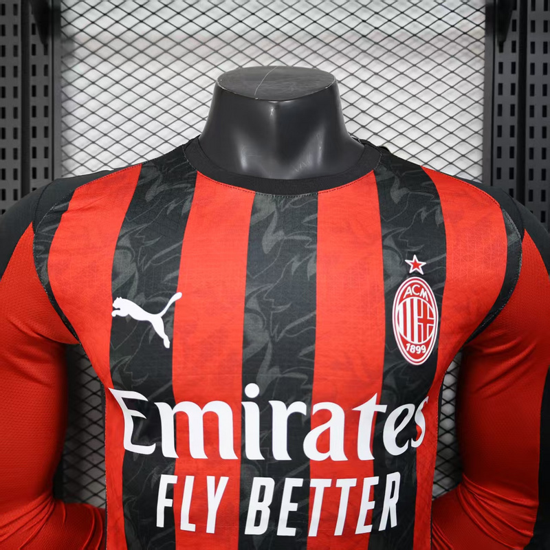 Player 2025-26 Ac Milan Home Long Sleev Football jersey