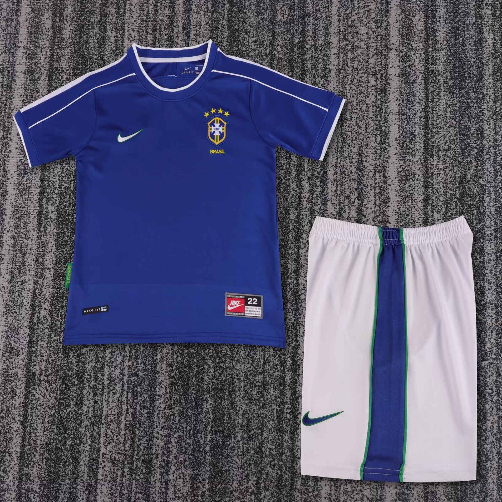 retro kids 1998 kids Brazil Away retro football jersey