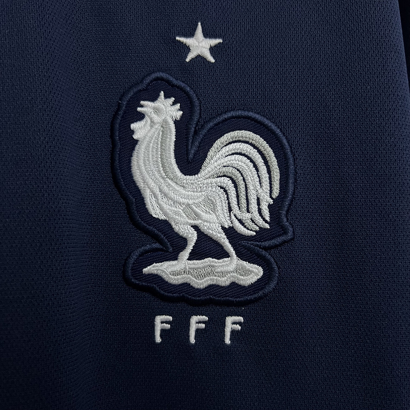 Retro 2014 France Home Retro Long sleeve Football jersey