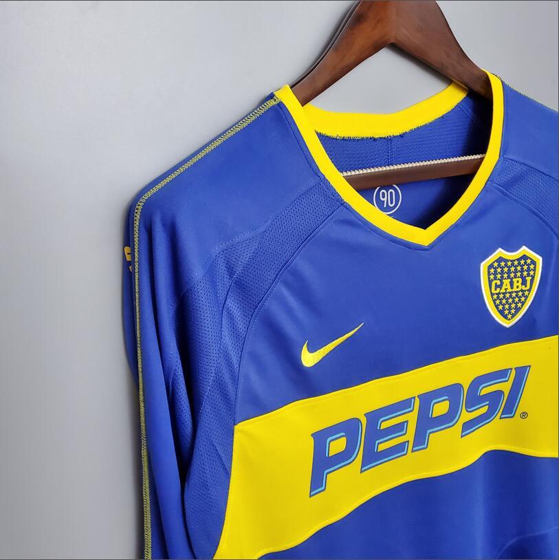 Retro 2003-04 Boca Juniors Home Retro Long sleeve Football jersey