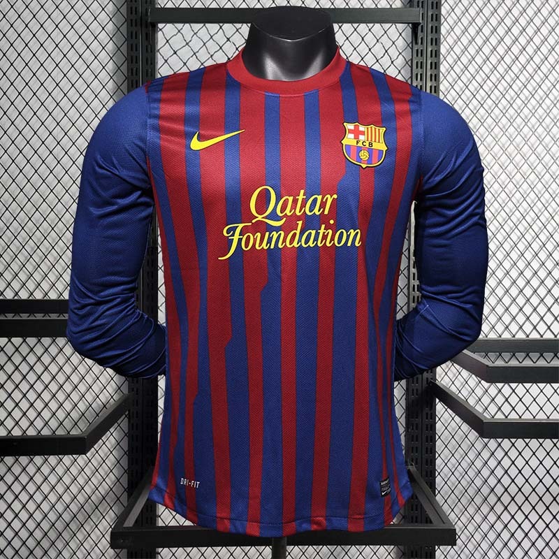 Retro Player 2011-12 Barcelona Home Retro Long sleeves MESSI PIQUE XAVI A.INISTA PUYOL Football jersey