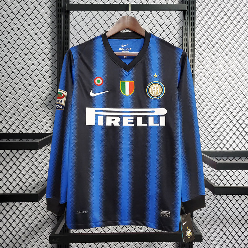 Retro long-sleeved 2010-11 Inter Milan home retro SNSIJDER J.ZANETTI MILITO ETO'O  Football jersey