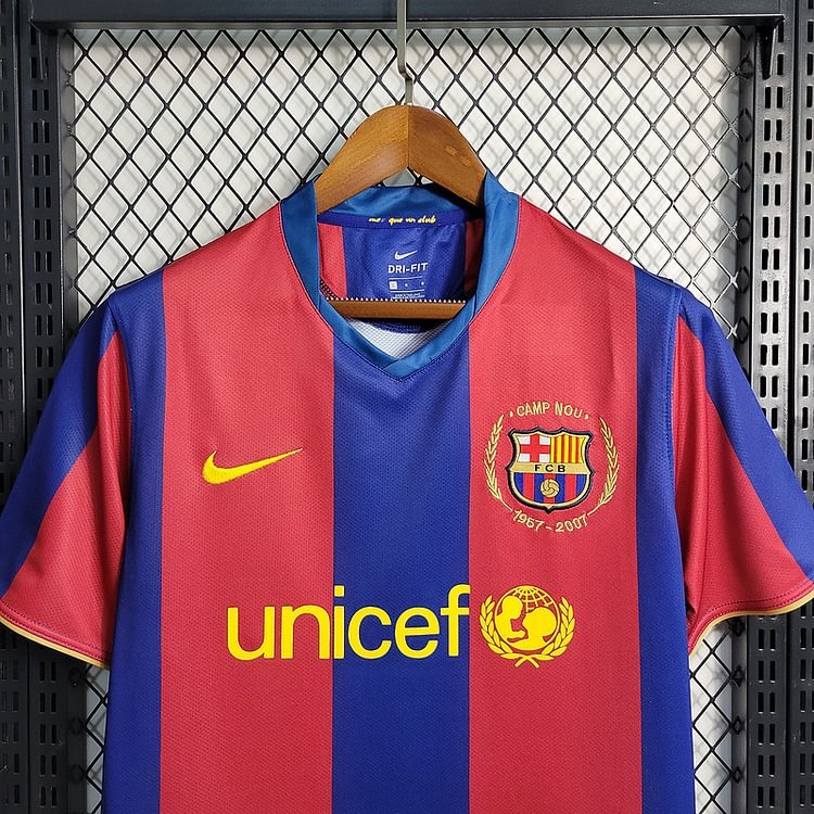 Retro 2007-08 Barcelona Home Retro MESSI RONALDINHO ETO'O XAVI A.INISTA HENRY Football jersey